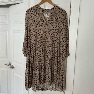 Jackson Rowe cheetah print neutral dress, L